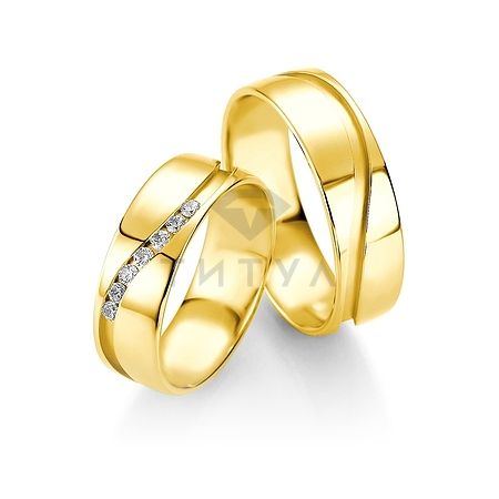 Т-28609 золотые парные обручальные кольца (ширина 7 мм.) (цена за пару)