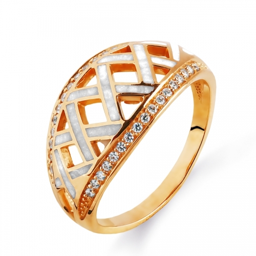 Ювелирный завод Топаз Золотое кольцо с эмалью, фианитами