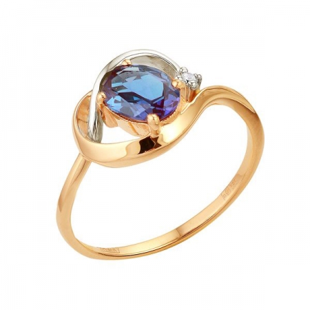 Золотое кольцо с александритом и бриллиантами