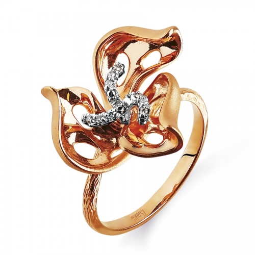 Ювелирный завод Топаз Золотое кольцо Цветок с бриллиантами