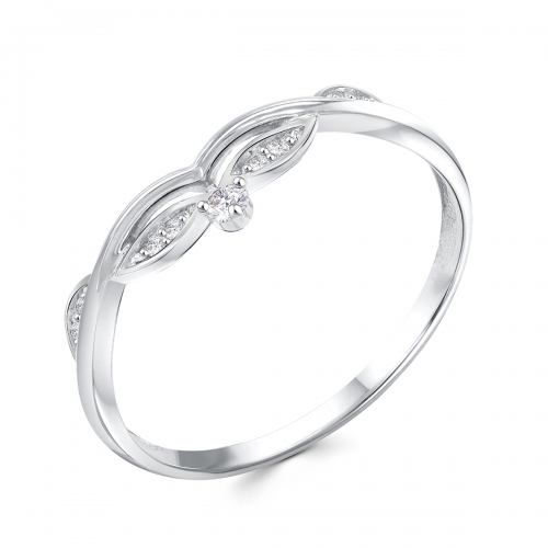 Женское кольцо из белого золота 585 пробы с фианитами