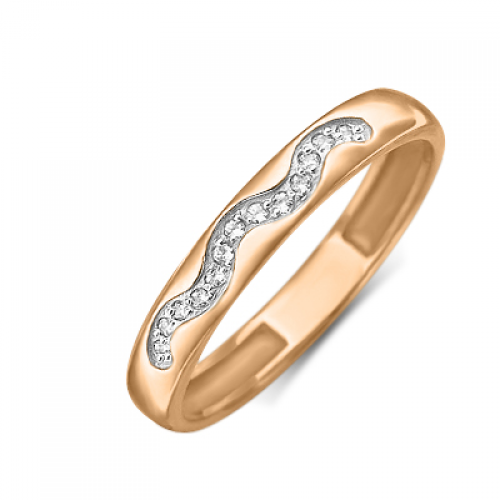 Обручальное кольцо из красного золота с фианитом