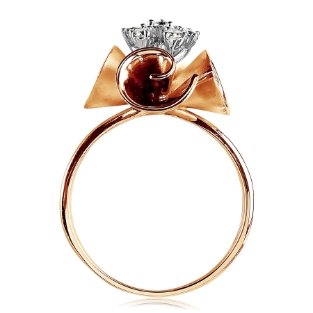 Т131014667 золотое кольцо цветок с бриллиантами