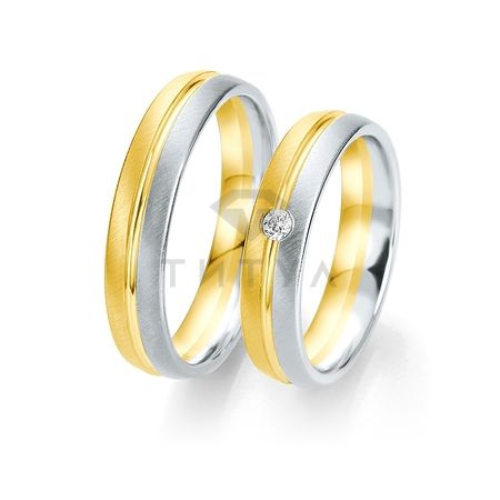 Т-27706 золотые парные обручальные кольца (ширина 5 мм.) (цена за пару)