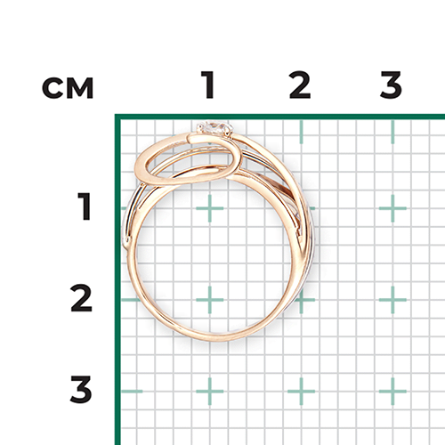 Кольцо из комбинированного золота с фианитом