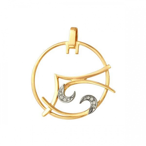 Костромской ювелирный завод Подвеска знак зодиака Рак из золота с фианитами