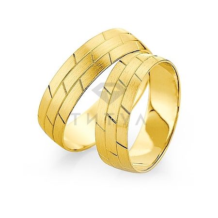 Т-26838 золотые парные обручальные кольца (ширина 6 мм.) (цена за пару)