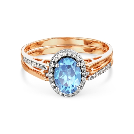 Т131017095 золотое кольцо с топазом и бриллиантом