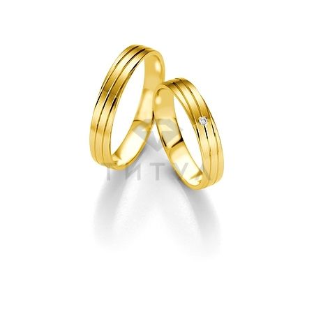 Т-26924 золотые парные обручальные кольца (ширина 4 мм.) (цена за пару)