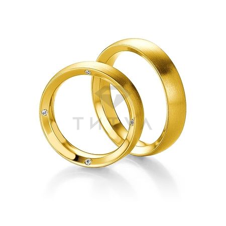Т-28691 золотые парные обручальные кольца (ширина 5 мм.) (цена за пару)