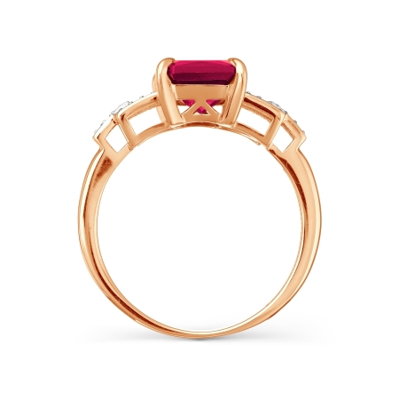 Т146017940-02 золотое кольцо с рубином гт и бриллиантом