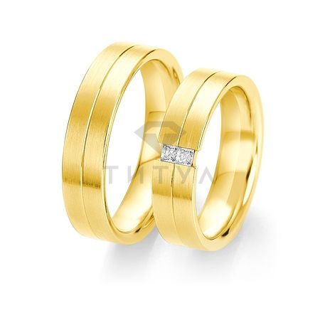 Т-28581 золотые парные обручальные кольца (ширина 5 мм.) (цена за пару)
