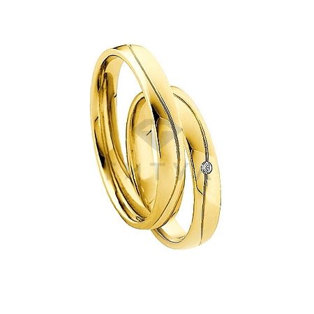 Т-27123 золотые парные обручальные кольца (ширина 3 мм.) (цена за пару)