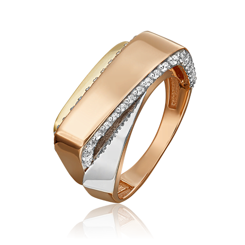 Кольцо из комбинированного золота с фианитом
