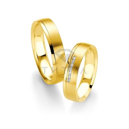 Т-27973 золотые парные обручальные кольца (ширина 5 мм.) (цена за пару)