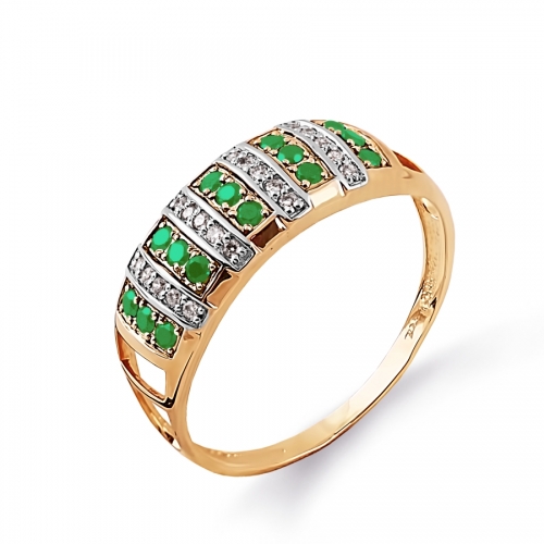 Ювелирный завод Топаз Золотое кольцо с изумрудом, бриллиантами