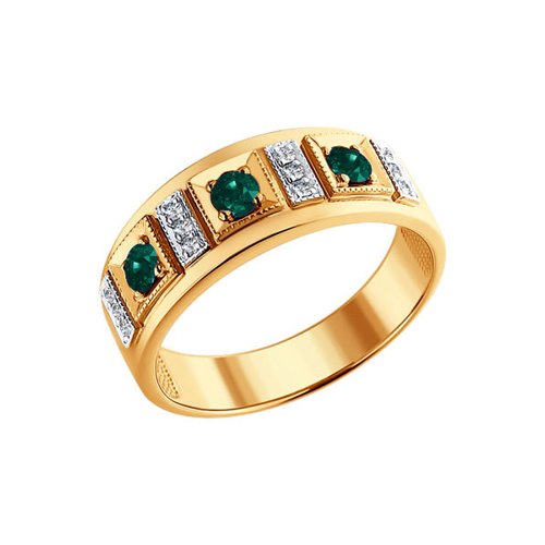 SOKOLOV Золотое кольцо c изумрудами и бриллиантами SOKOLOV