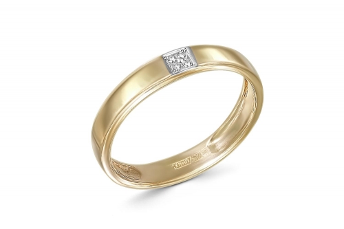Ювелирный завод NEWGOLD Обручальное кольцо с 4 бриллиантами из жёлтого золота