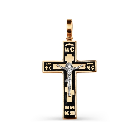 Т15006447 мужской золотой крестик с эмалью