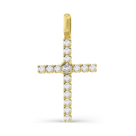 Крестик из желтого золота с большими бриллиантами