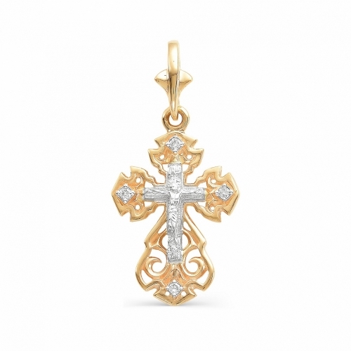 Золотой ажурный крестик с бриллиантами