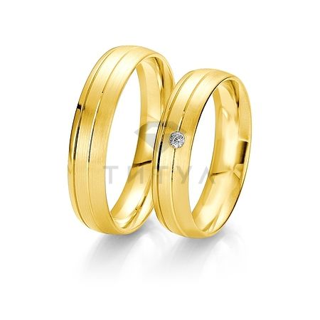 Т-27380 золотые парные обручальные кольца (ширина 5 мм.) (цена за пару)