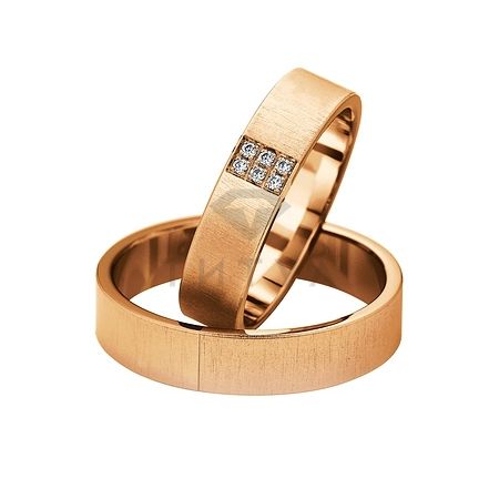 Т-28100 золотые парные обручальные кольца (ширина 5 мм.) (цена за пару)