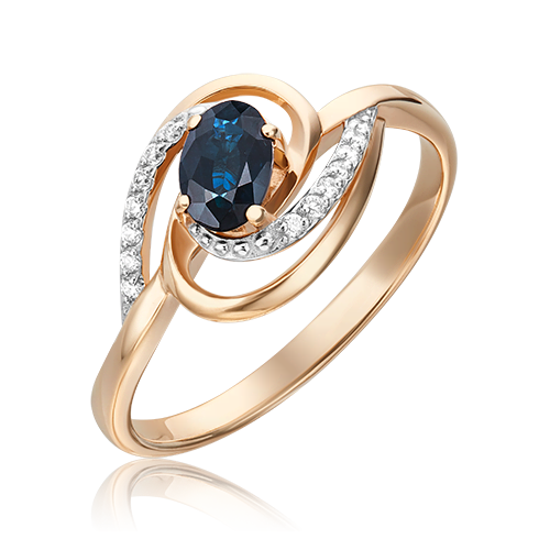 Ювелирный завод «Платина» Золотое кольцо с бриллиантами и сапфиром