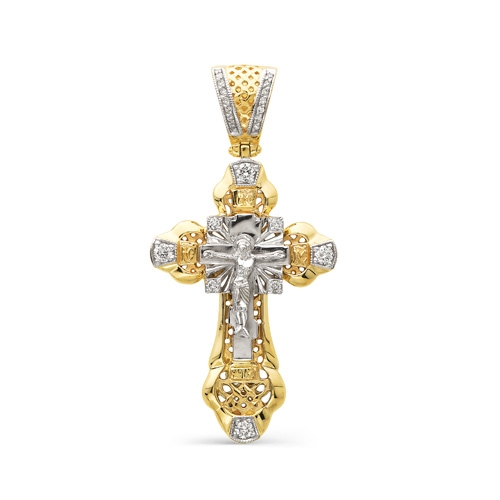 Большой крест из желтого золота с бриллиантами