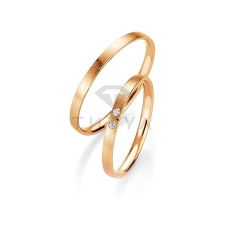 Т-26718 золотые парные обручальные кольца (ширина 2 мм.) (цена за пару)