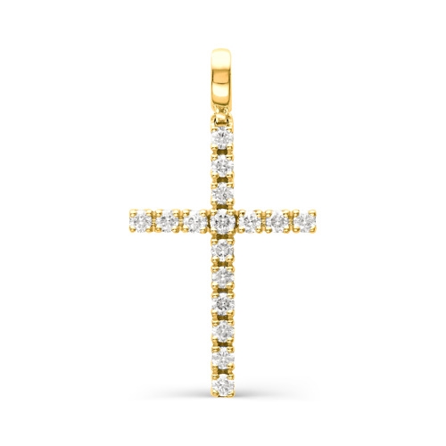 Крестик из желтого золота с бриллиантом