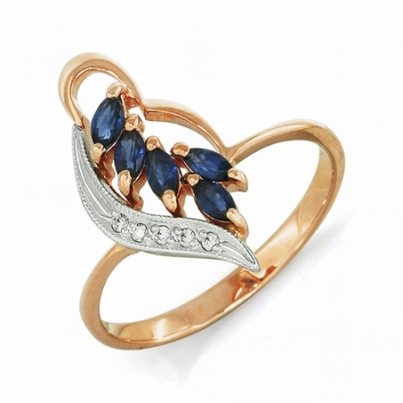 Россия Женское золотое кольцо с сапфиром и бриллиантом