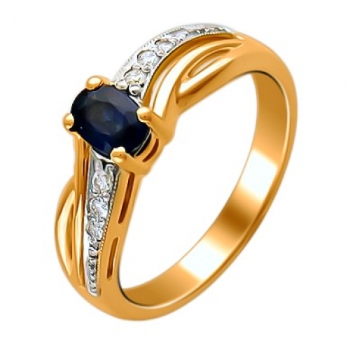 Женское кольцо из желтого золота 750 пробы с изумрудом и бриллиантом
