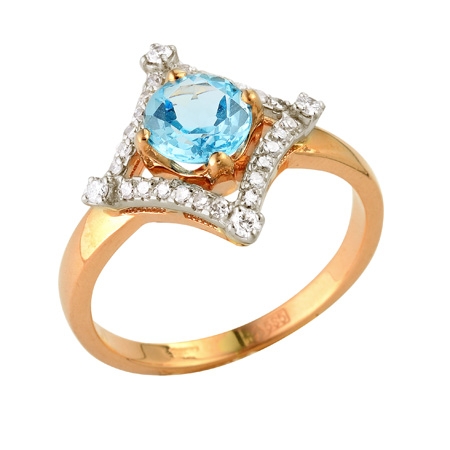 Т-13439 золотое кольцо с топазом и бриллиантами
