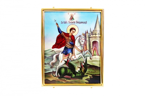 Икона «Георгий Победоносец» из серебра