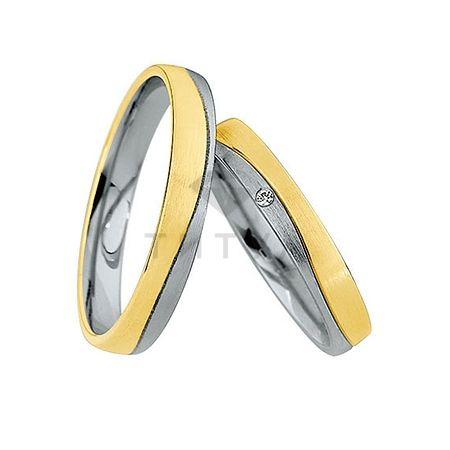 Т-26813 золотые парные обручальные кольца (ширина 3 мм.) (цена за пару)