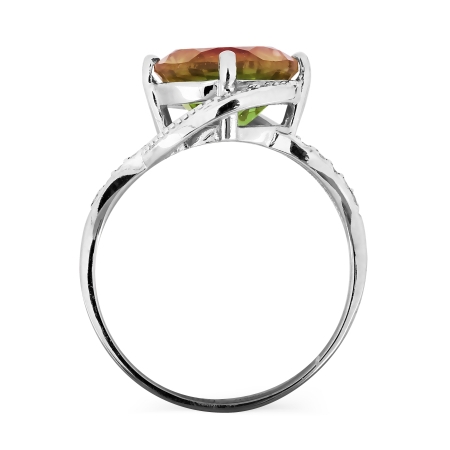 Т307016575 кольцо из белого золота с султанитом ситалл, фианитами