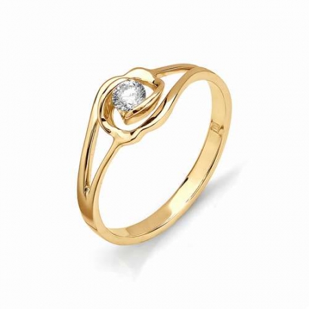 1510-100 золотое кольцо с одним бриллиантом