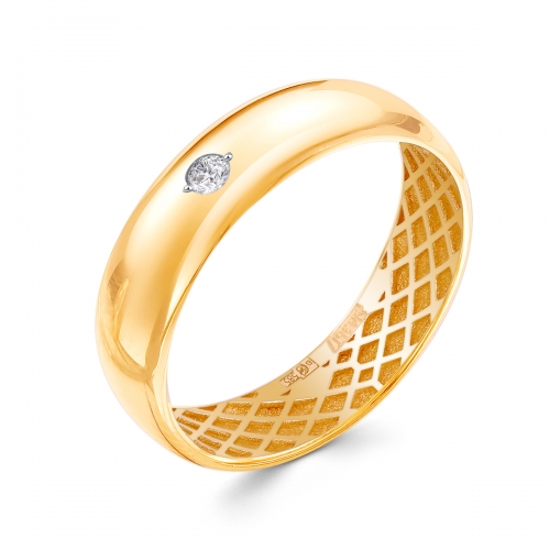 Обручальное кольцо из желтого золота 585 пробы с фианитом