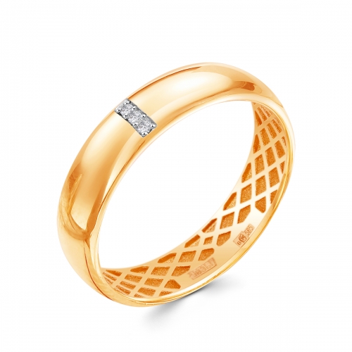 Обручальное кольцо из желтого золота 585 пробы с фианитами