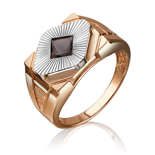 Мужское кольцо из комбинированного золота с кварцем