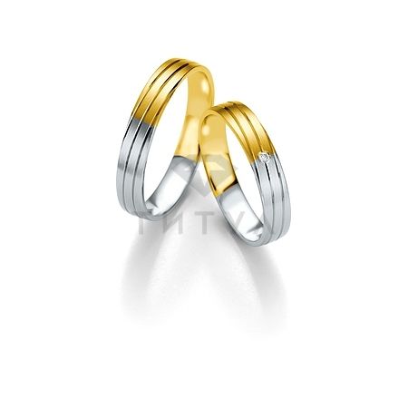 Т-26981 золотые парные обручальные кольца (ширина 4 мм.) (цена за пару)