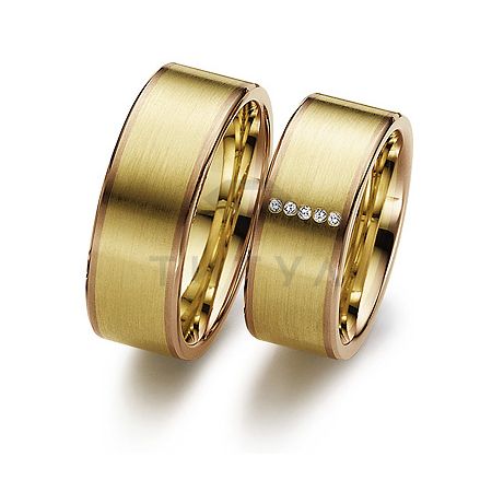 Т-28845 золотые парные обручальные кольца (ширина 8 мм.) (цена за пару)