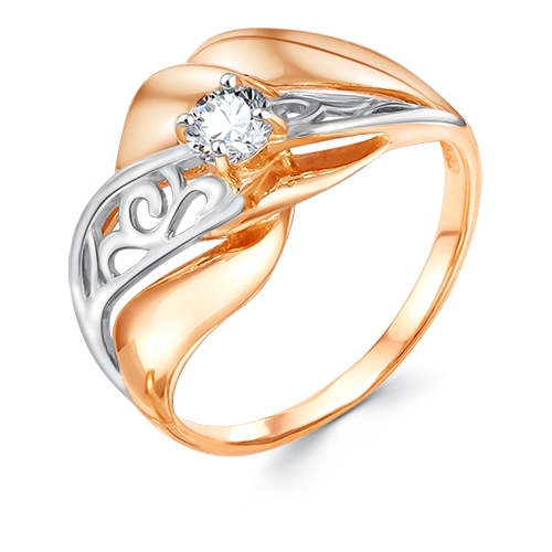Женское кольцо из красного золота 585 пробы со Swarovski Zirconia