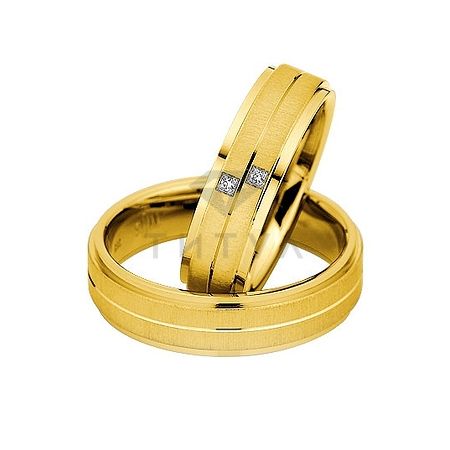 Т-28562 золотые парные обручальные кольца (ширина 6 мм.) (цена за пару)