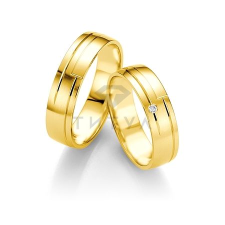 Т-27347 золотые парные обручальные кольца (ширина 5 мм.) (цена за пару)