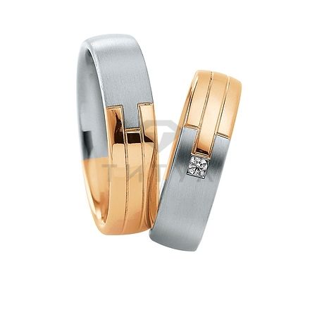 Т-28693 золотые парные обручальные кольца (ширина 6 мм.) (цена за пару)