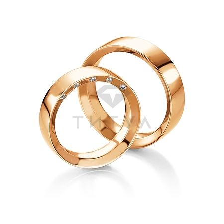 Т-28667 золотые парные обручальные кольца (ширина 6 мм.) (цена за пару)