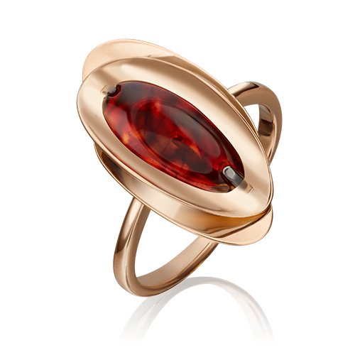 Кольцо из красного золота с янтарем