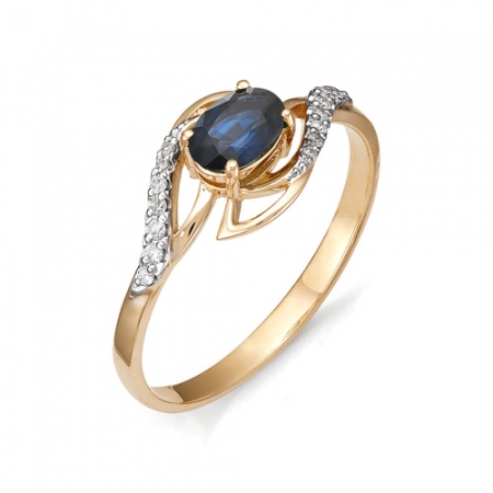 11423-102 золотое кольцо с сапфиром и бриллиантами